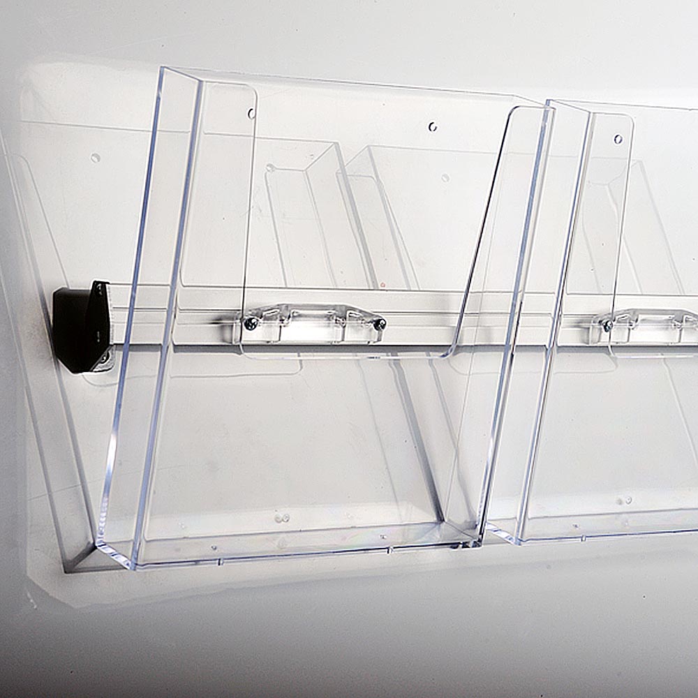 Prospekthalter für Die Wand, Aluminiumschiene, 2 Acryl-Halter für Dokumente