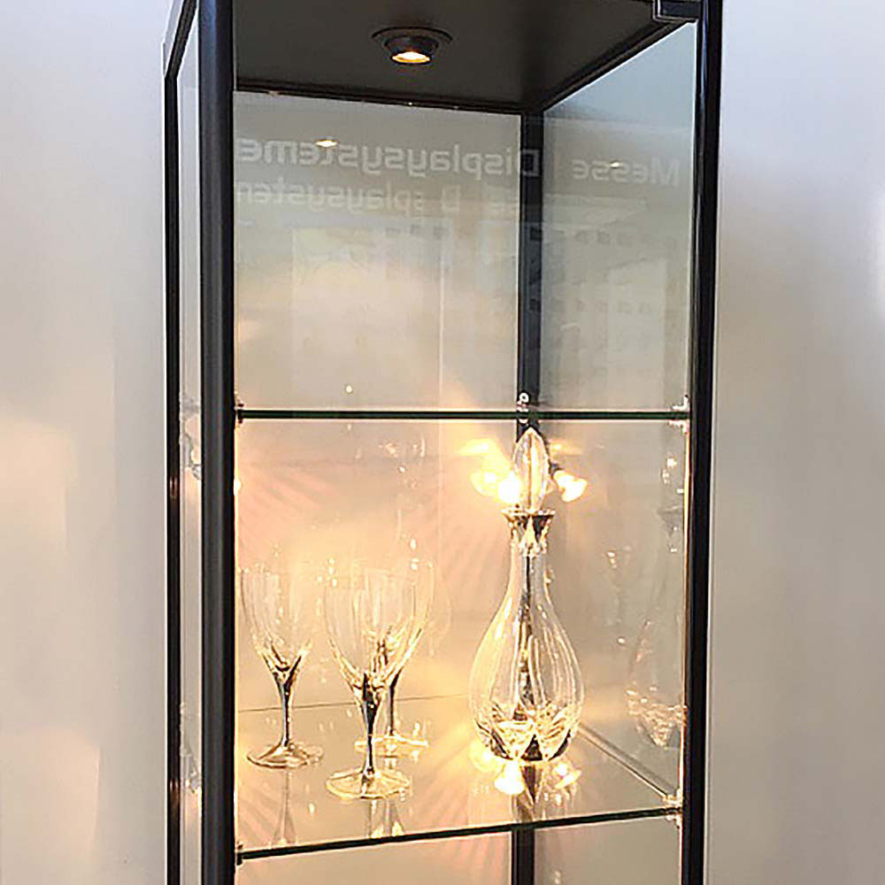 Vitrine, Showcase Tower Solo, Mit LED-Beleuchtung, Schloss und Unterschrank, Schwarz