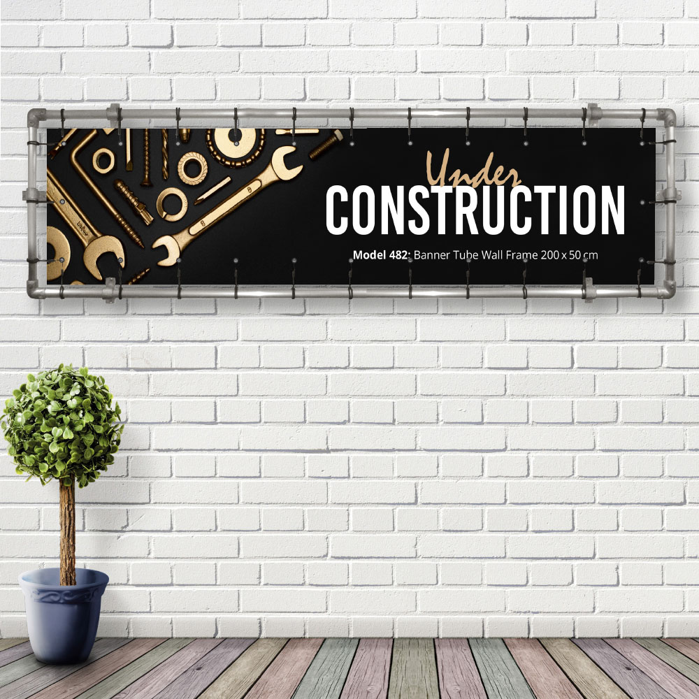 Bannerdisplay, Draußen, Wandmontage, Banner Tube Wall Frame, Aluminiumrohr 0.3 mm Ø 48 mm