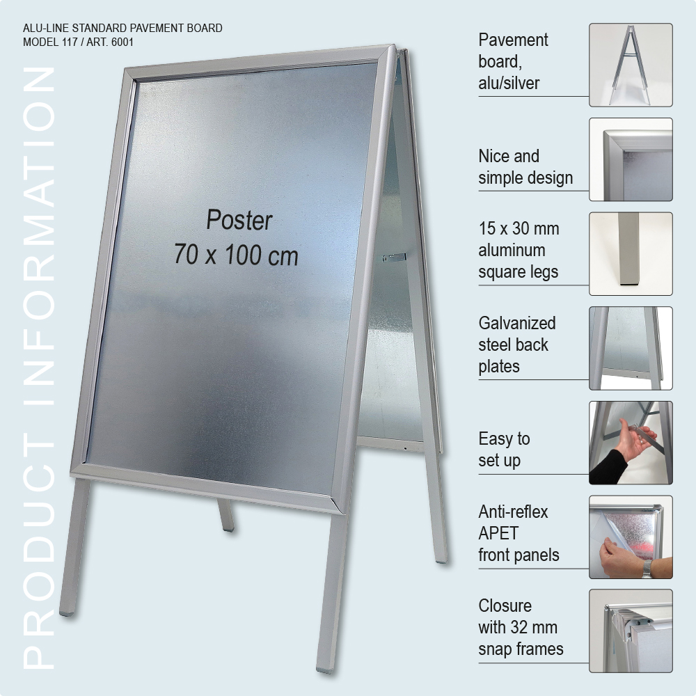 Kundenstopper, Alu-Line Standard, 32 mm, Silber