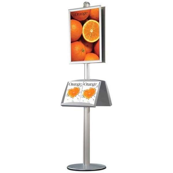 Infoständer, Multistand, Doppeltseitig, 4 Acrylregale, 2 Klapprahmen