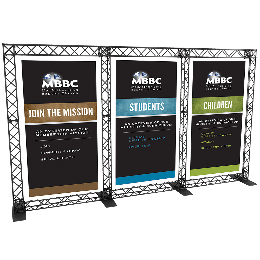 Crown Truss 15 Triple Banner Wall, Schwarz