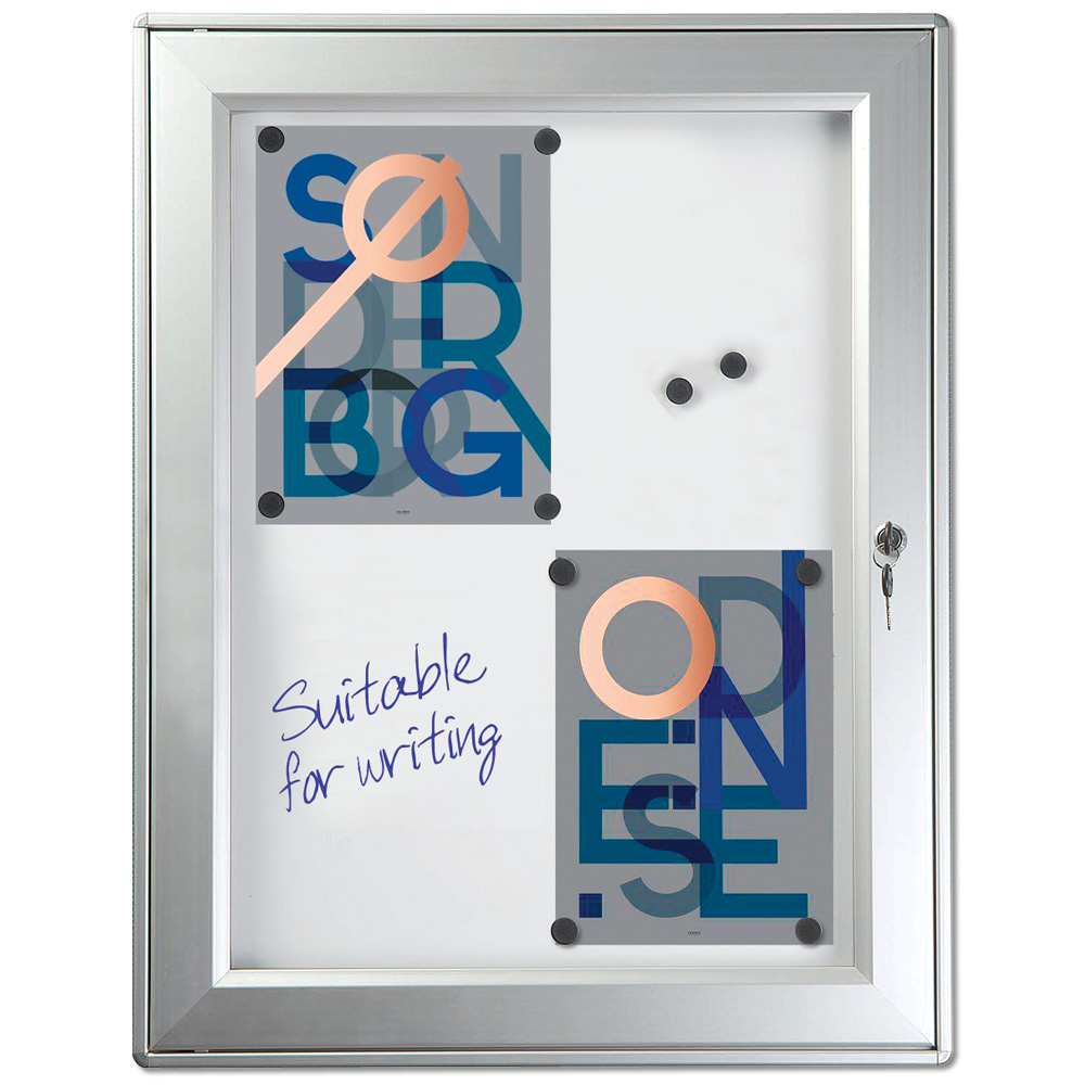 Schaukasten, Infobox, Magnetisch, Silber, mit Schloss