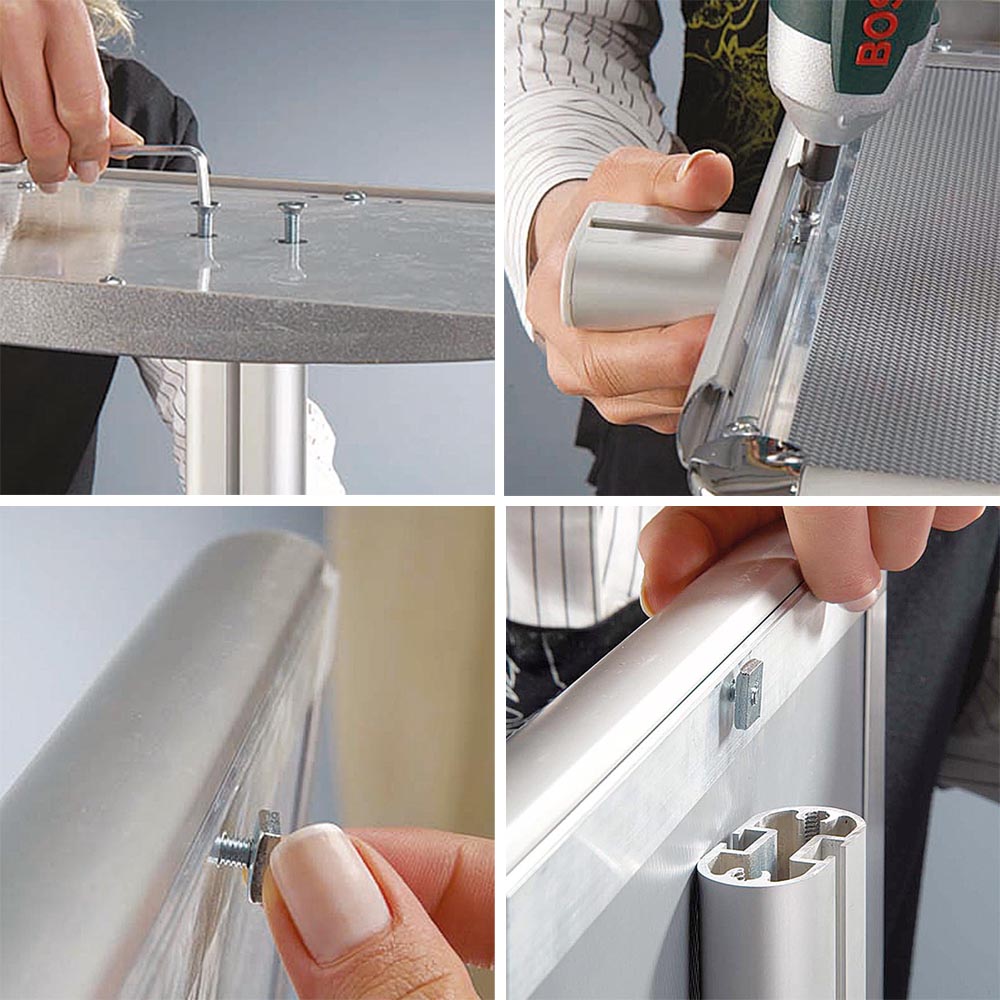 Desinfektionsspender auf Infoständer, mit Abtropfschale und Klapprahmen