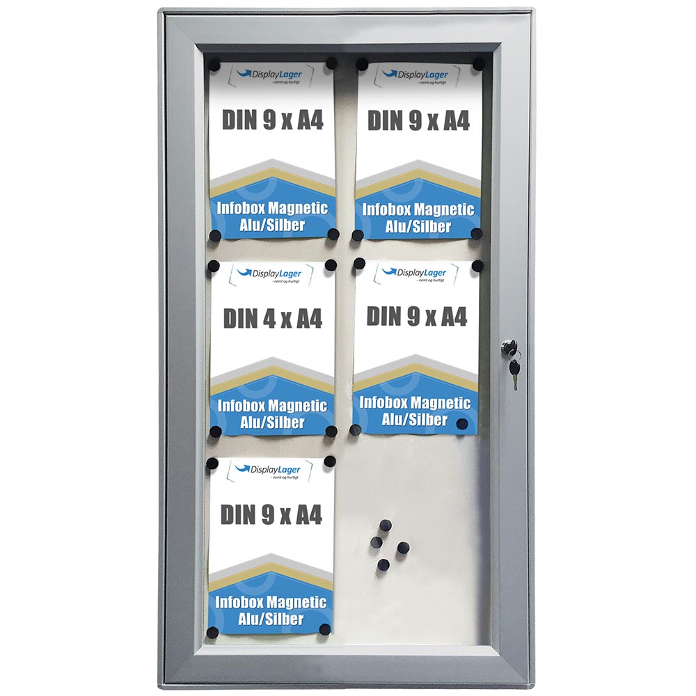 Schaukasten, Infobox, Magnetisch, Silber, mit Schloss