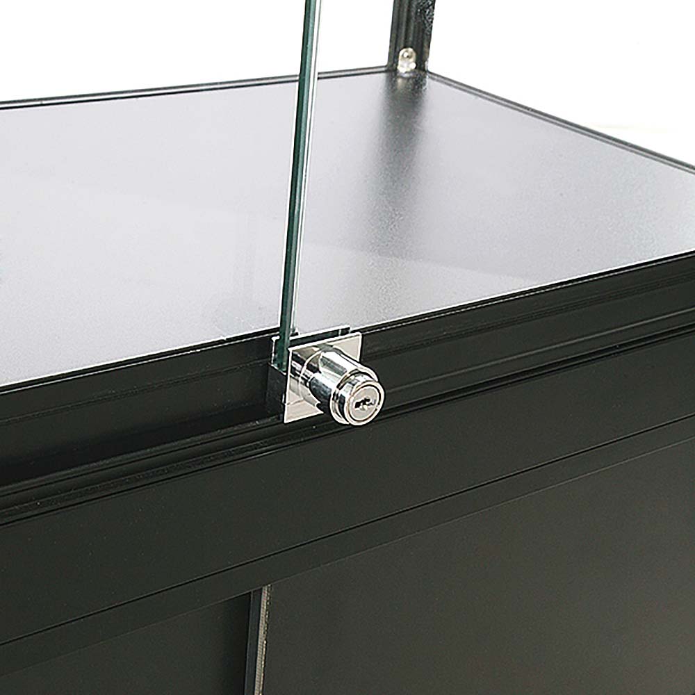 Vitrine, Showcase Counter Duo, Mit LED-Beleuchtung, Schloss und Unterschrank, Schwarz