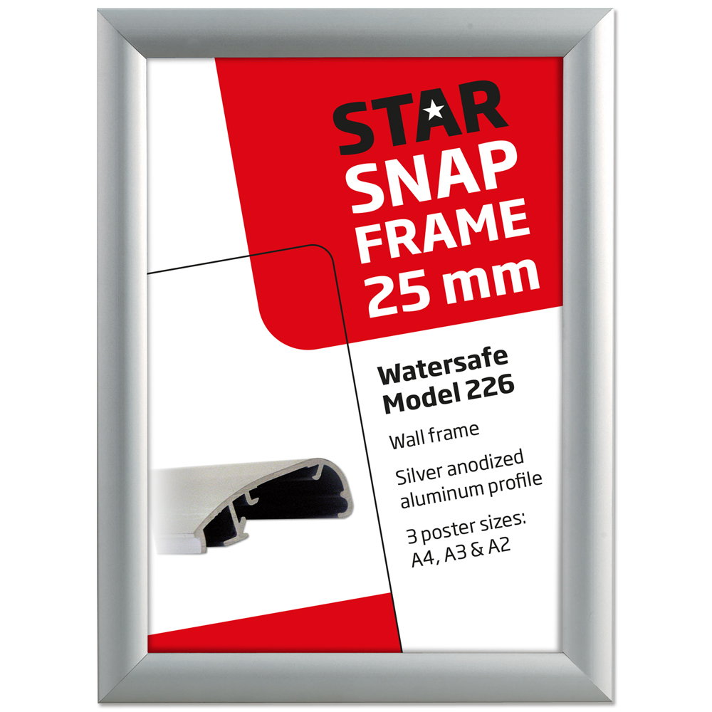 Klapprahmen, Watersafe, 25 mm Aluminiumprofil, Silber