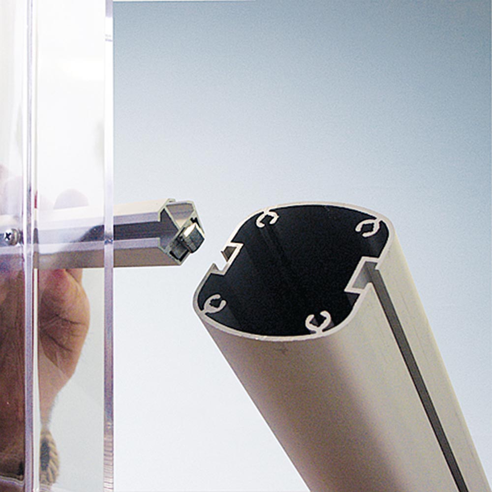 Bannerdisplay, Multistand, Einseitig, 4 A4-Regale, Banner