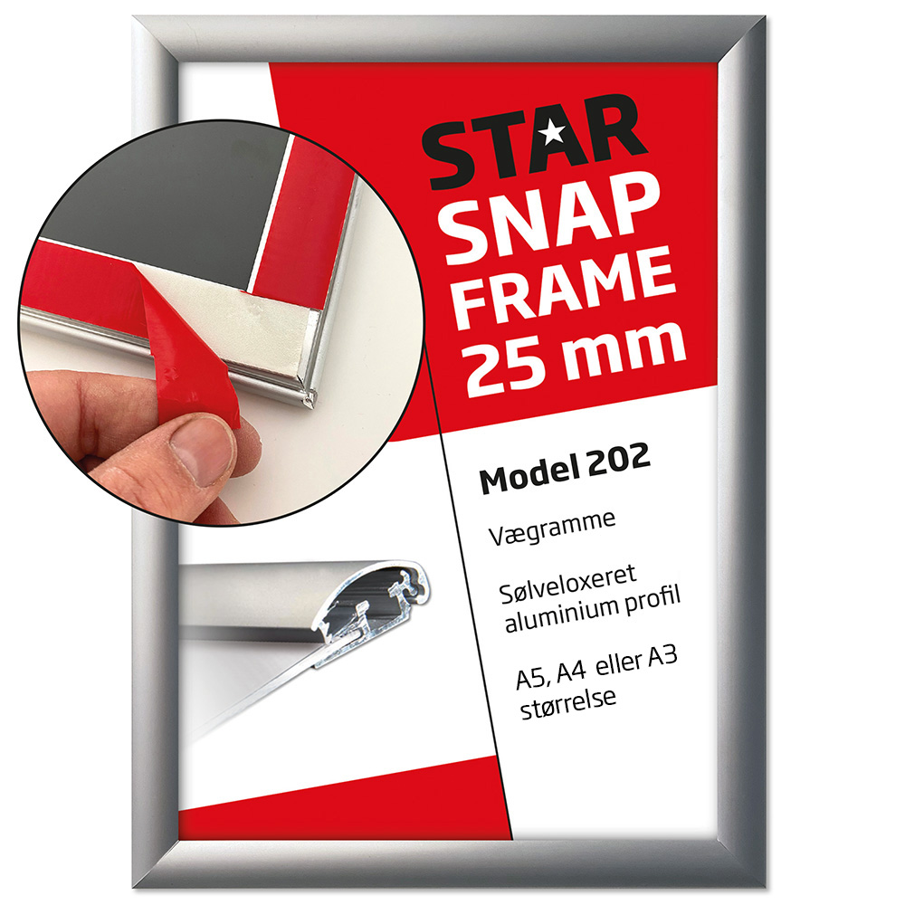 Klapprahmen, 25-mm-Profil mit Klebeband – Fast-Fix, Silber, A3 - 29,7 x 42 cm