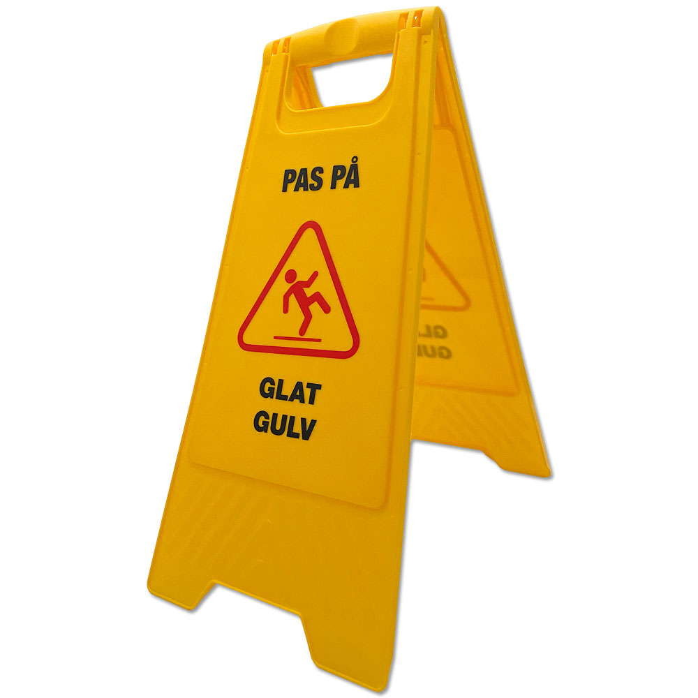 Warnschild „Caution Wet Floor“, Warnschild, dänisch
