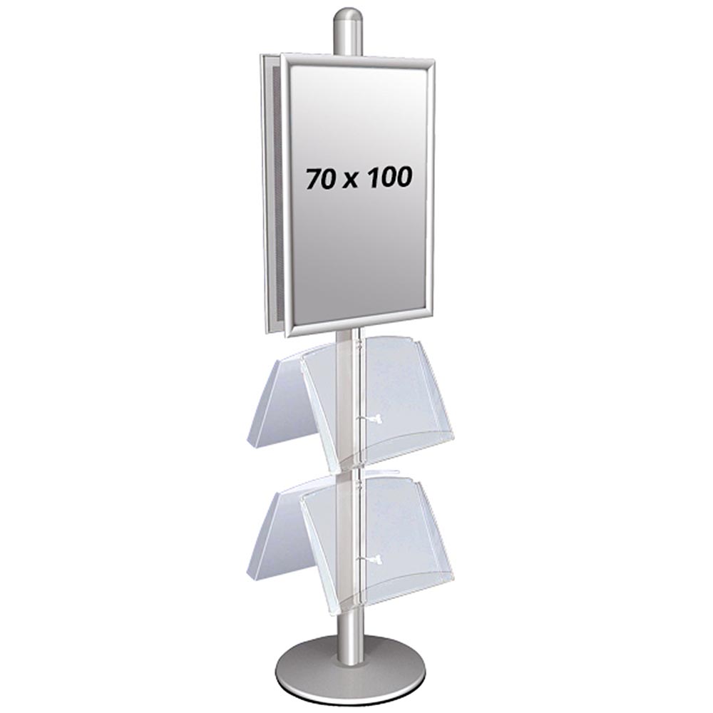 Infoständer, Multistand, Doppeltseitig, 4 Acrylregale, 2 Klapprahmen