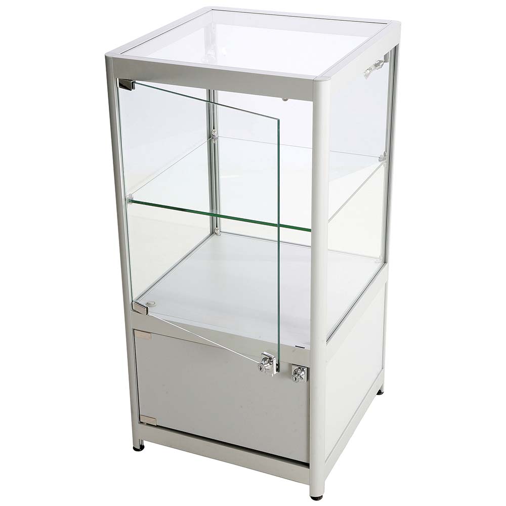 Glasvitrine mit Unterschrank, Abschließbar, Showcase Counter Solo, Silber