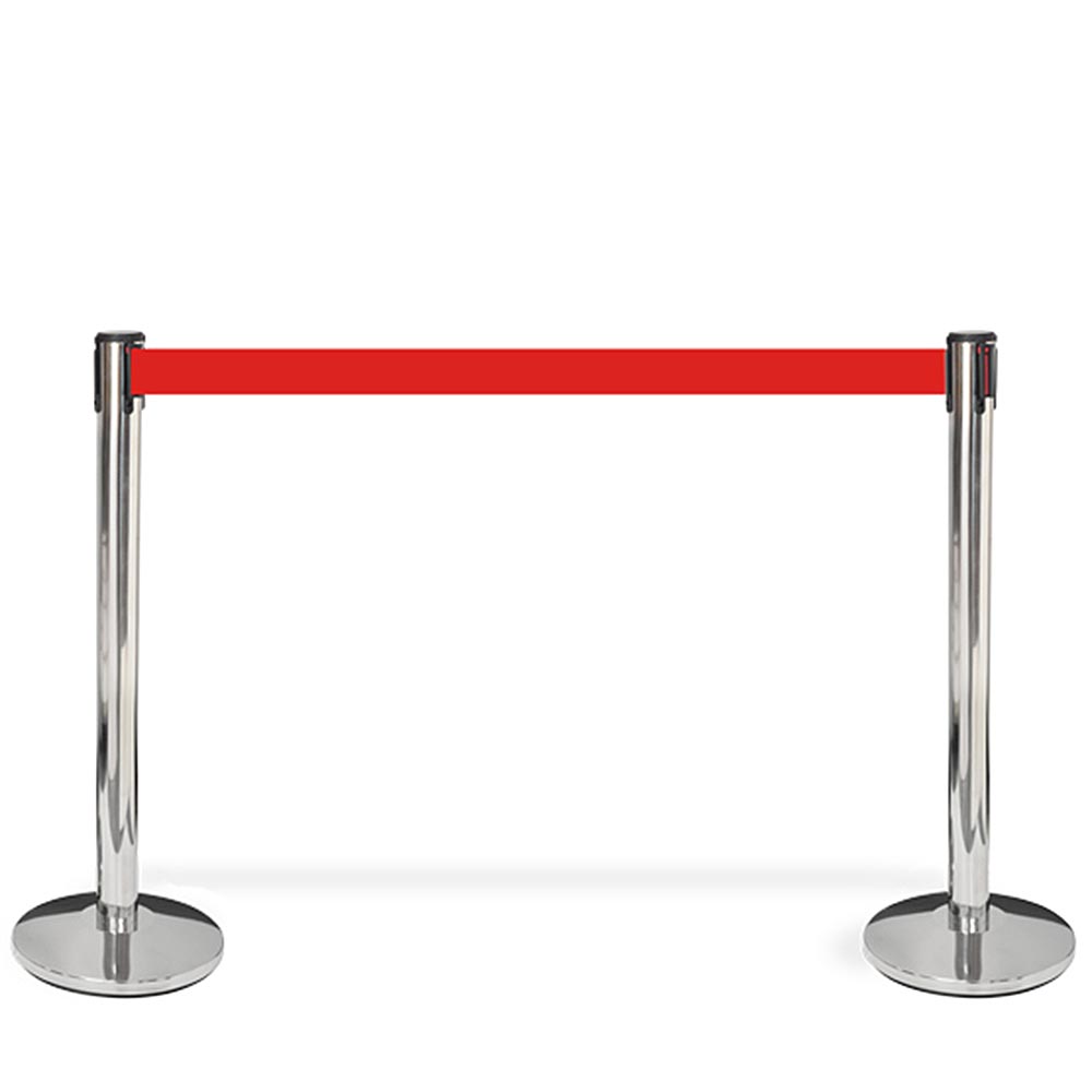 Absperrpfosten, 1 Stück, Metall, 3 m Klebeband