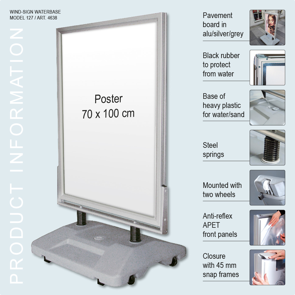 Kundenstopper Wind-Sign Waterbase Silber