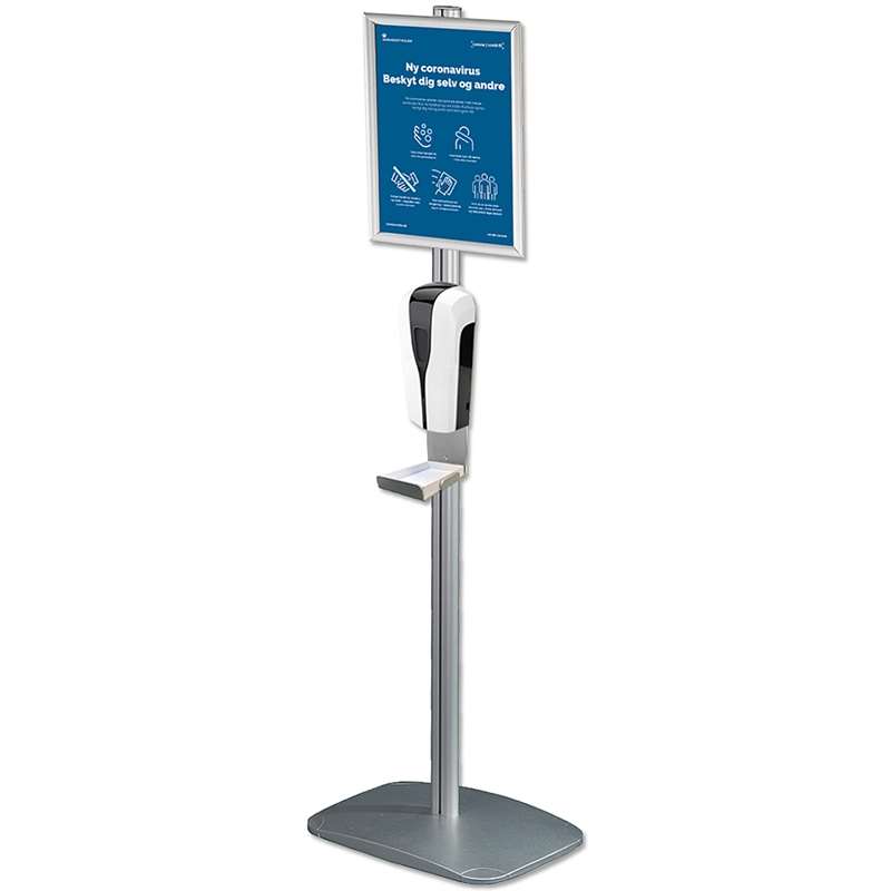 Desinfektionsspender auf Ständer, Mini Multistand, 1000 ml, Tropfschale, Klapprahmen