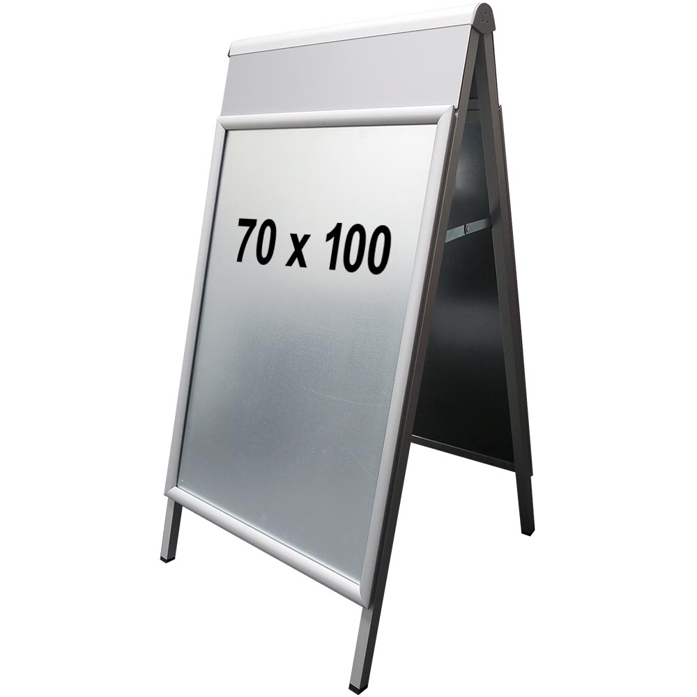 Kundenstopper mit Logoplatte, Alu-Line Logo Change, Silber