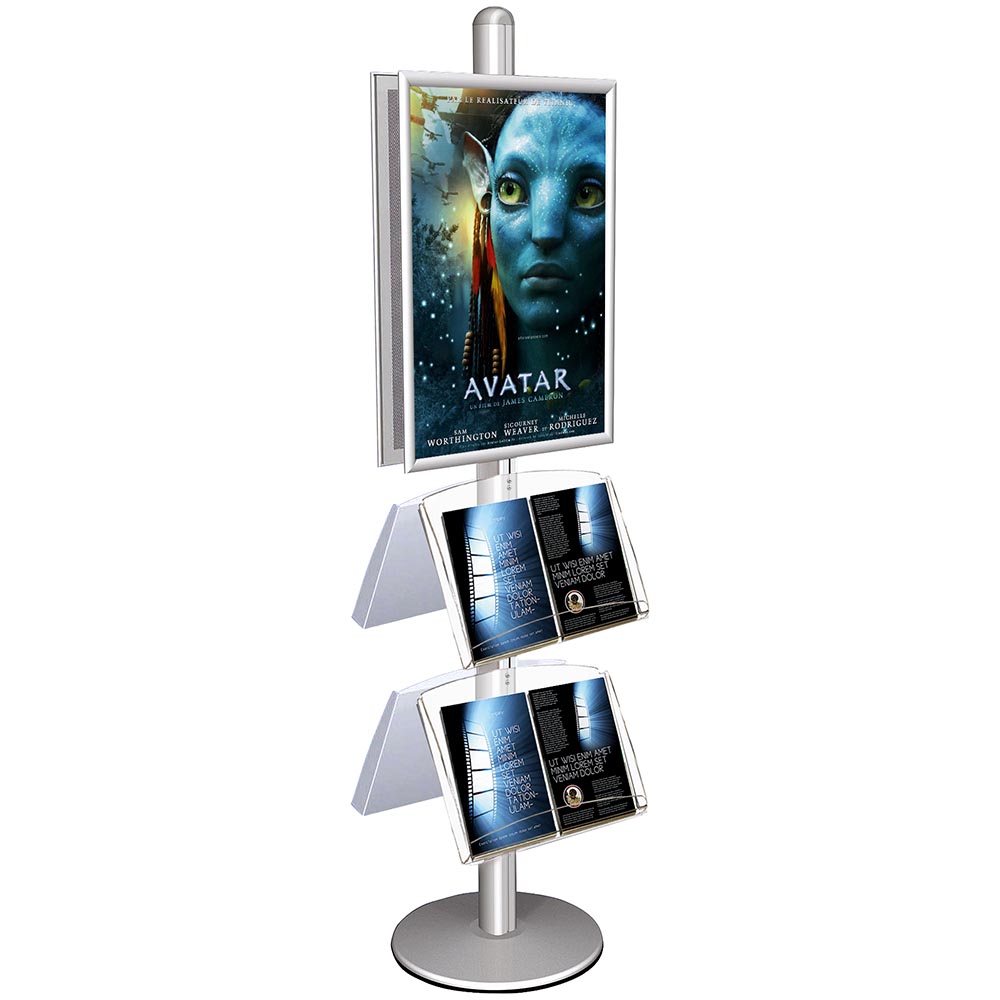 Infoständer, Multistand, Doppeltseitig, 4 Acrylregale, 2 Klapprahmen