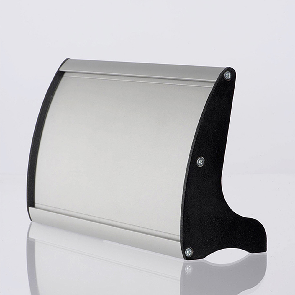 Namensschild für Tisch, Aluminiumprofil, Silber/Schwarz