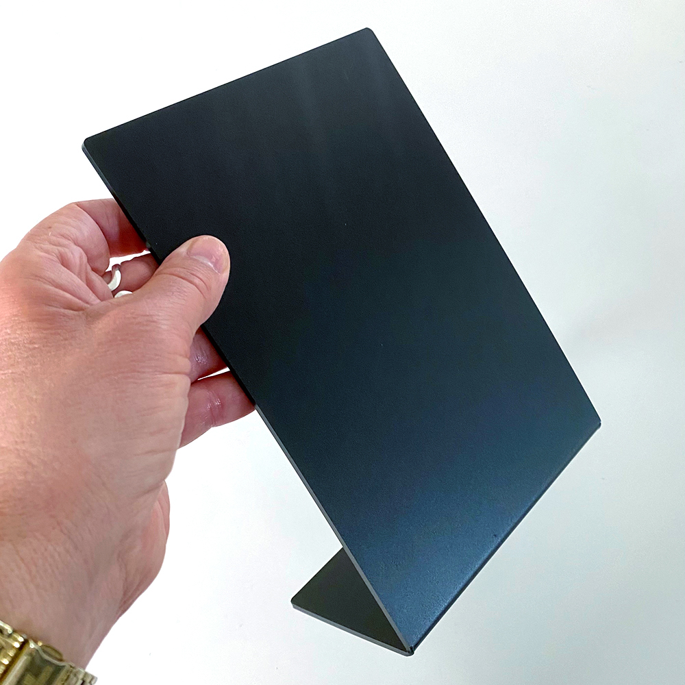 Schwarz A5 hochkant Tischaufsteller Kreidetafel