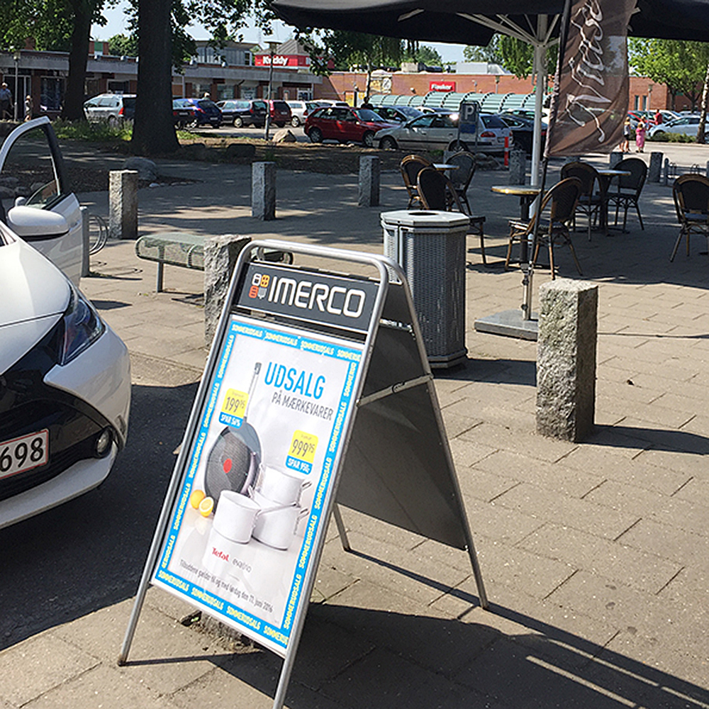 Kundenstopper mit Logoplatte, Expo Sign, Silber