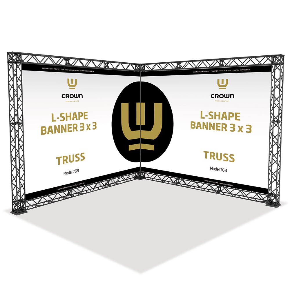 CROWN TRUSS 15 L-shape wall 3 x 3 m, Schwarz