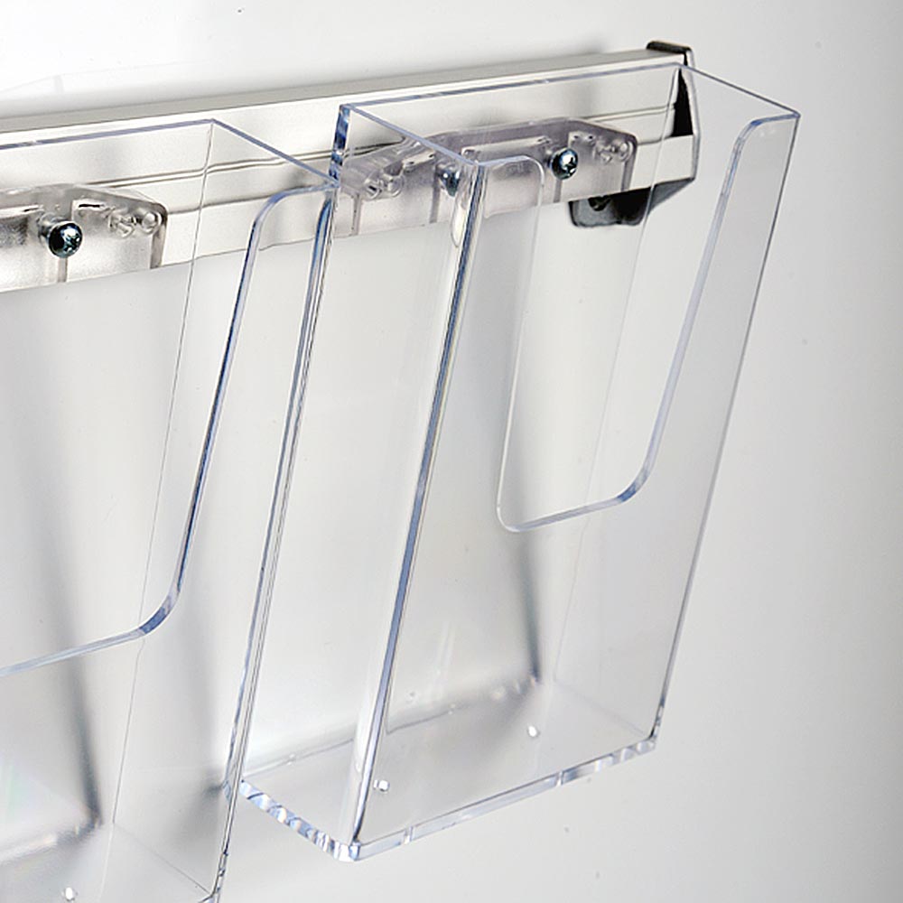 Prospekthalter für Die Wand, Aluminiumschiene, 2 Acryl-Halter für Dokumente