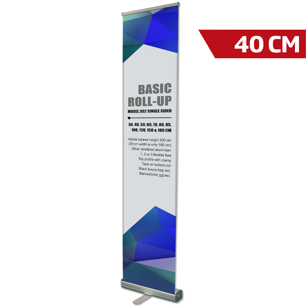 Roll-Up Basic, Basic, Einseitig, Aluminium, Silber