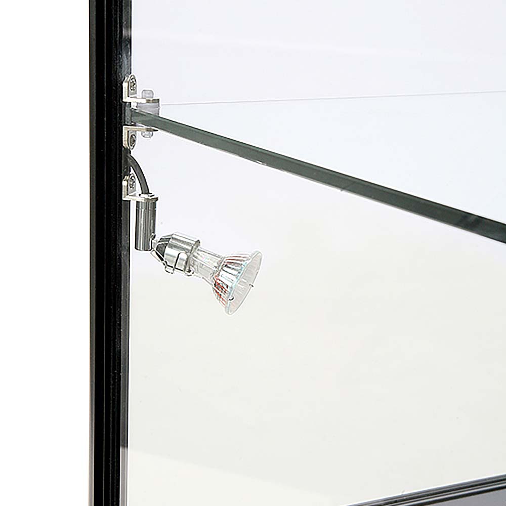 Vitrine, Showcase Counter Duo, Mit LED-Beleuchtung, Schloss und Unterschrank, Schwarz