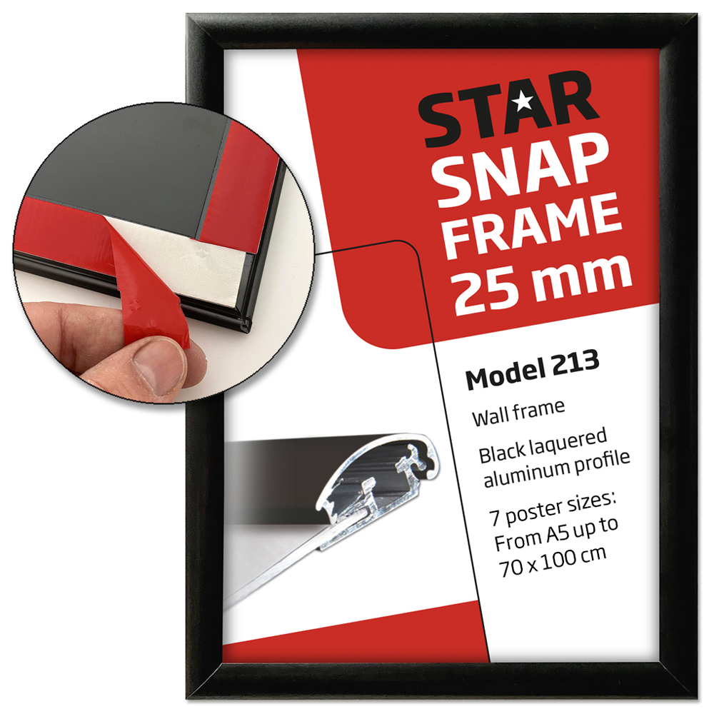 Klapprahmen, 25-mm-Profil mit Klebeband – Fast-Fix, Silber, A5 - 14,8 x 21 cm