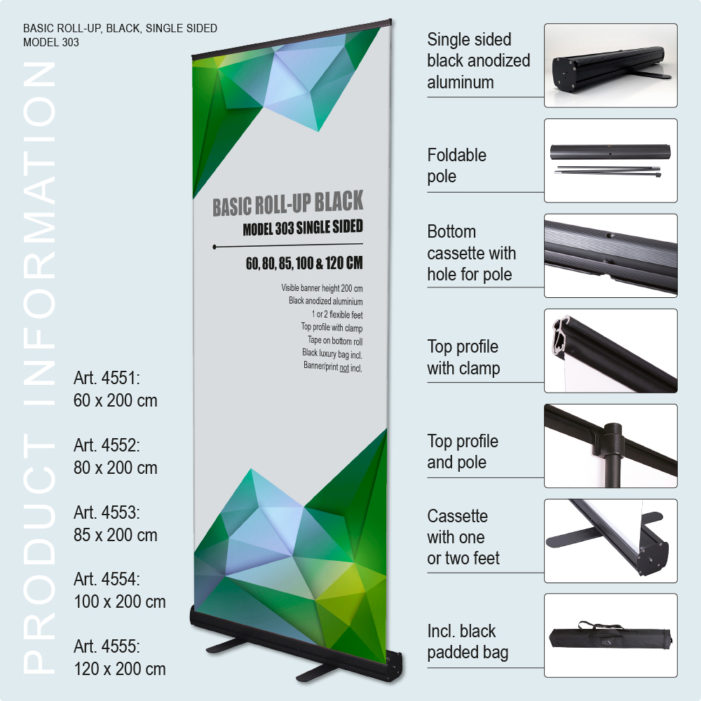 Roll-Up Kassette, Basic, Einseitig, Schwarz