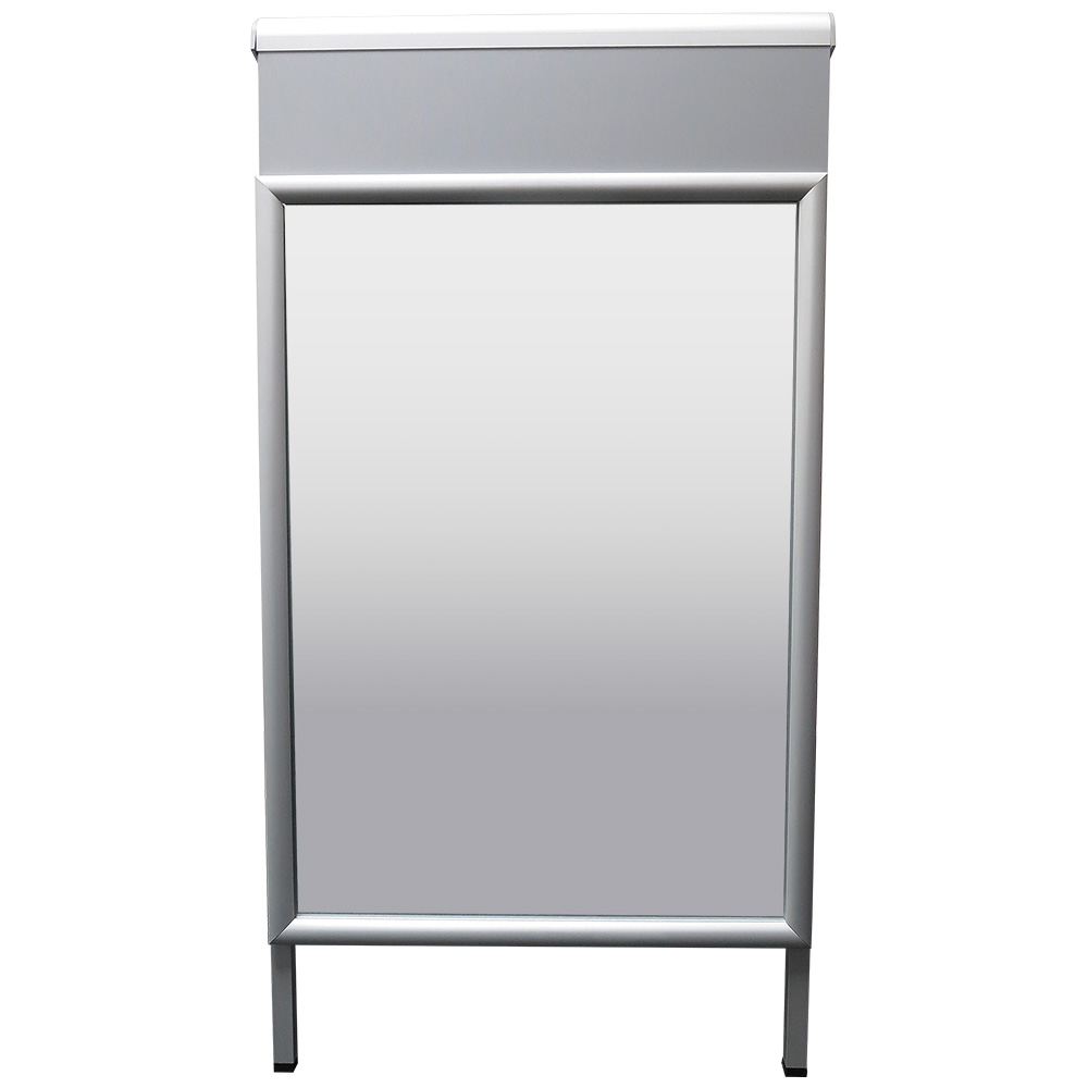 Kundenstopper mit Logoplatte, Alu-Line Logo Change, Silber