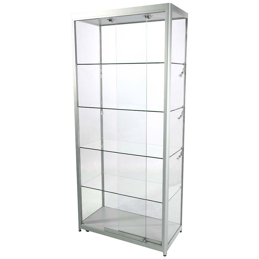 Abschließbare Glasvitrine mit LED-Beleuchtung