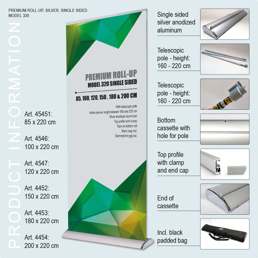 Roll-Up Basic, Premium, Einseitig, Silber