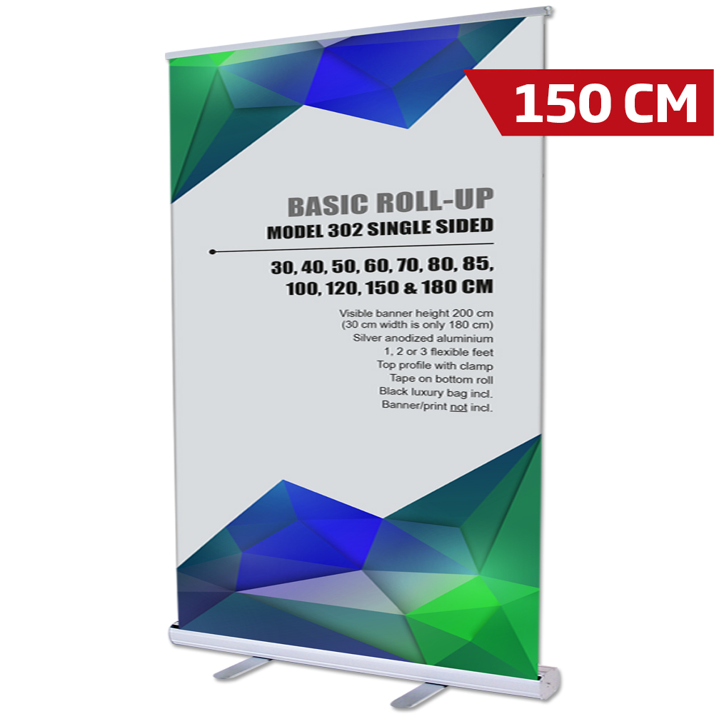 Roll-Up Basic, Basic, Einseitig, Aluminium, Silber