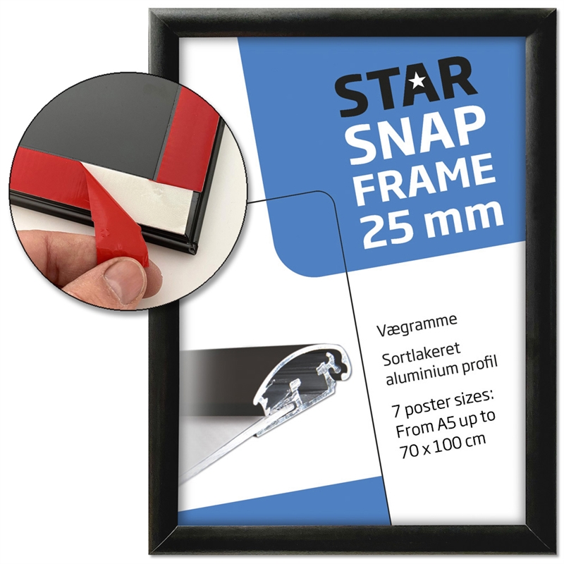 Klapprahmen, 25-mm-Profil mit Klebeband – Fast-Fix, Silber, A5 - 14,8 x 21 cm