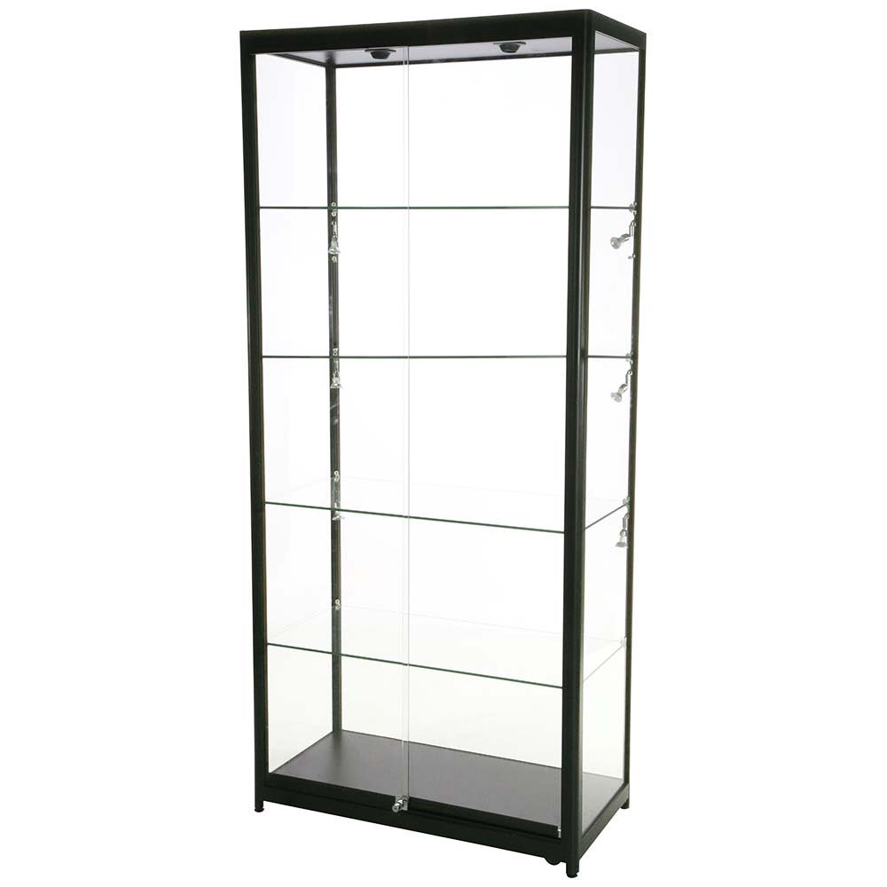 Vitrine, Showcase Tower Duo, LED-Licht, mit Schloss, Schwarz