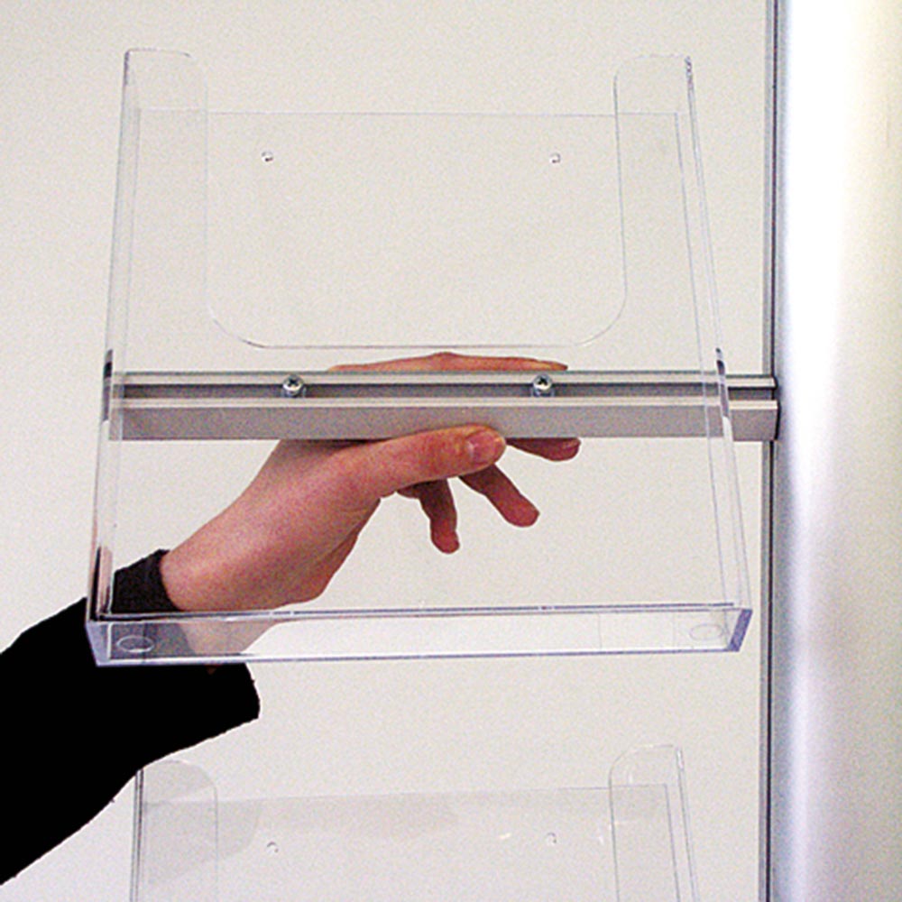 Infoständer, Multistand, Einseitig, 4 A4-Regale, 2 Slide-In Rahmen
