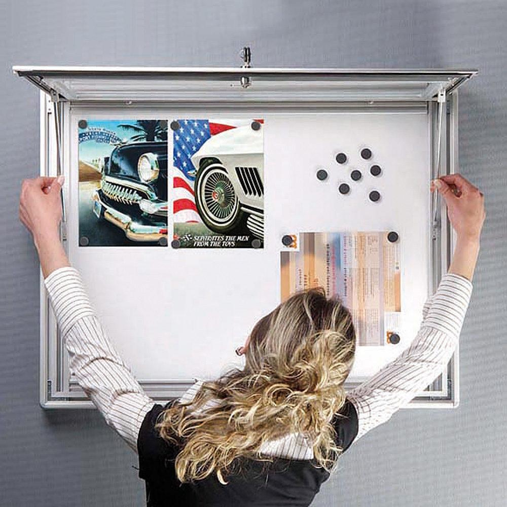 Schaukasten, Infobox, Magnetisch, Silber, mit Schloss