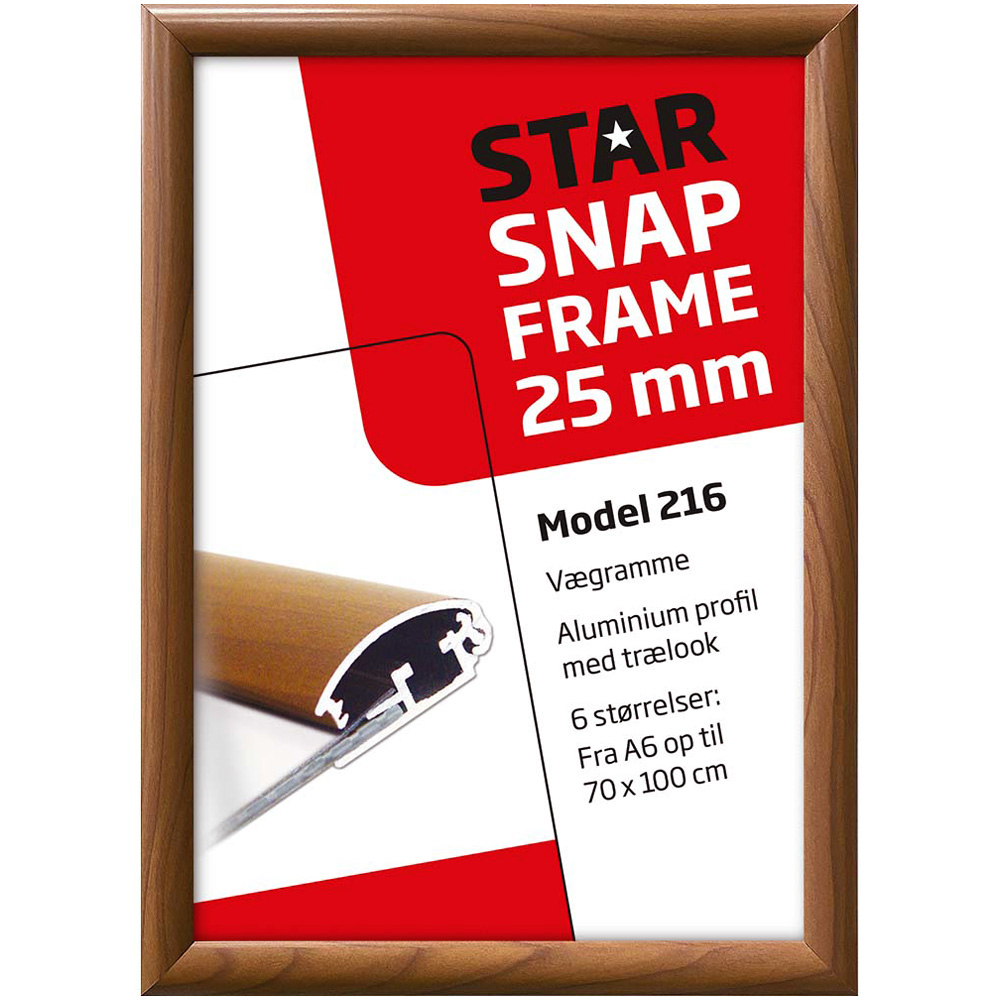 Klapprahmen, 25 mm Profil, Holzoptik, B2 - 50 x 70 cm
