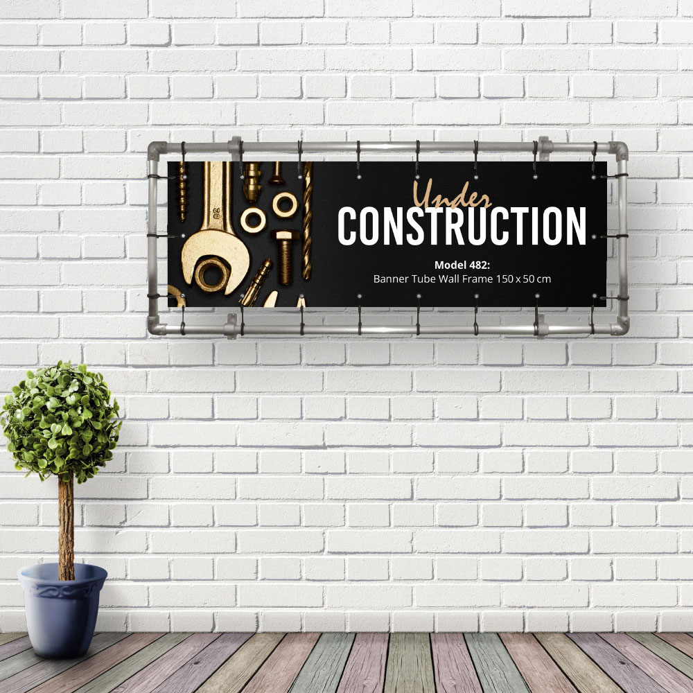 Bannerdisplay, Draußen, Wandmontage, Banner Tube Wall Frame, Aluminiumrohr 0.3 mm Ø 48 mm