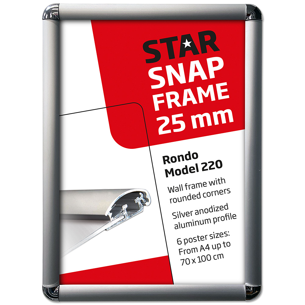 Klapprahmen, Rondo, Silber, 25 mm Aluminiumprofil