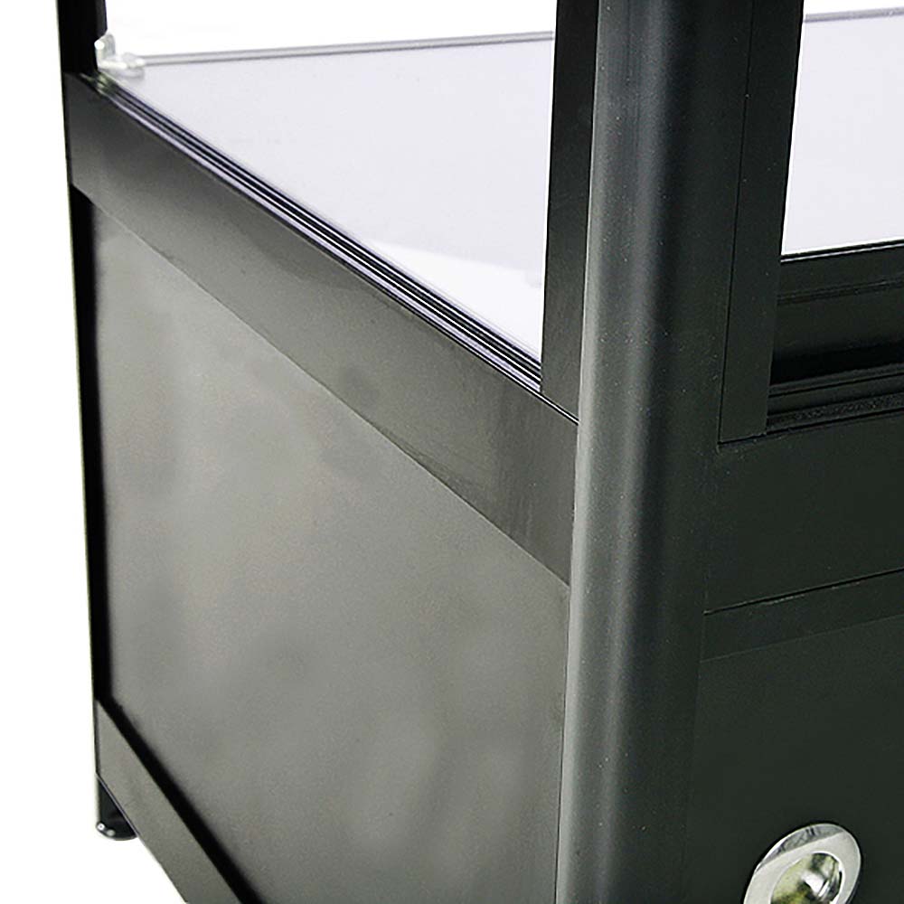 Vitrine, Showcase Counter Solo mit Unterschrank, LED-Beleuchtung, m. Schloss, Schwarz