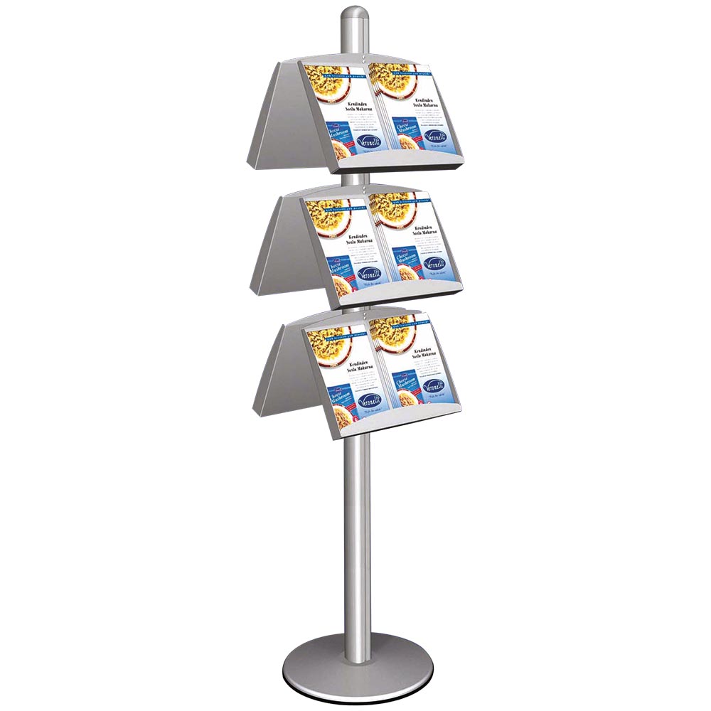 Infoständer mit Prospekthalter Multistand, Doppeltseitig, 6 X 25 mm Rahmen