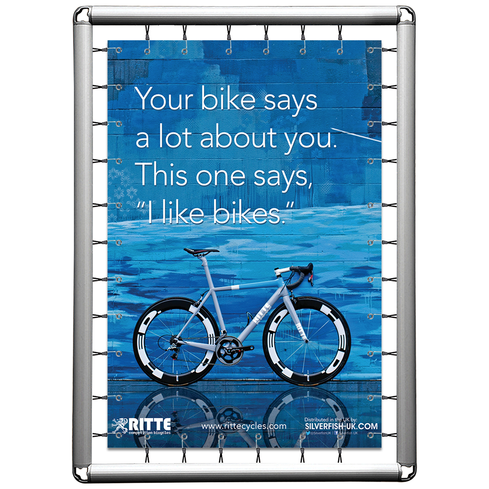 Bannerdisplay Omni Frame, mit Haken und Gummiband, Ohne Ösen