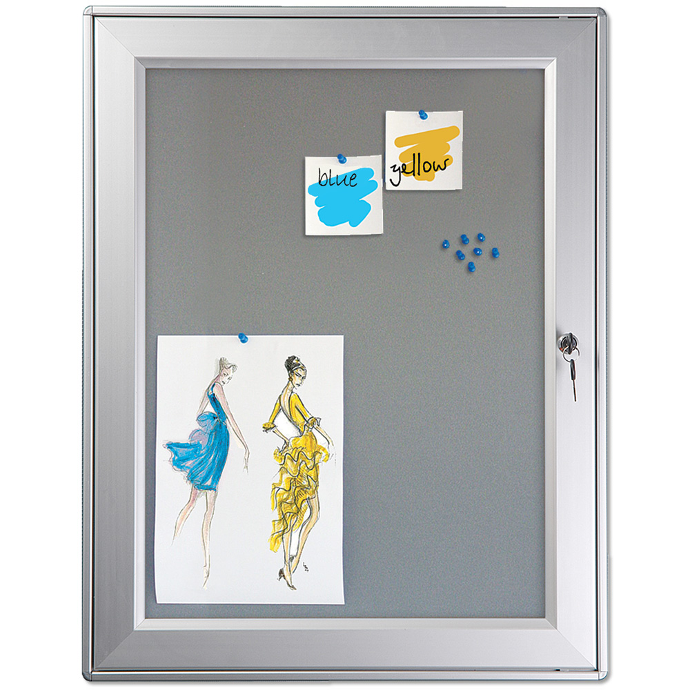 Schaukasten, Silber, abschließbar, Filz-Rückwand, 4 x A4