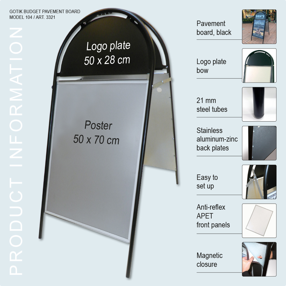Kundenstopper, Gotik Budget, Schwarz