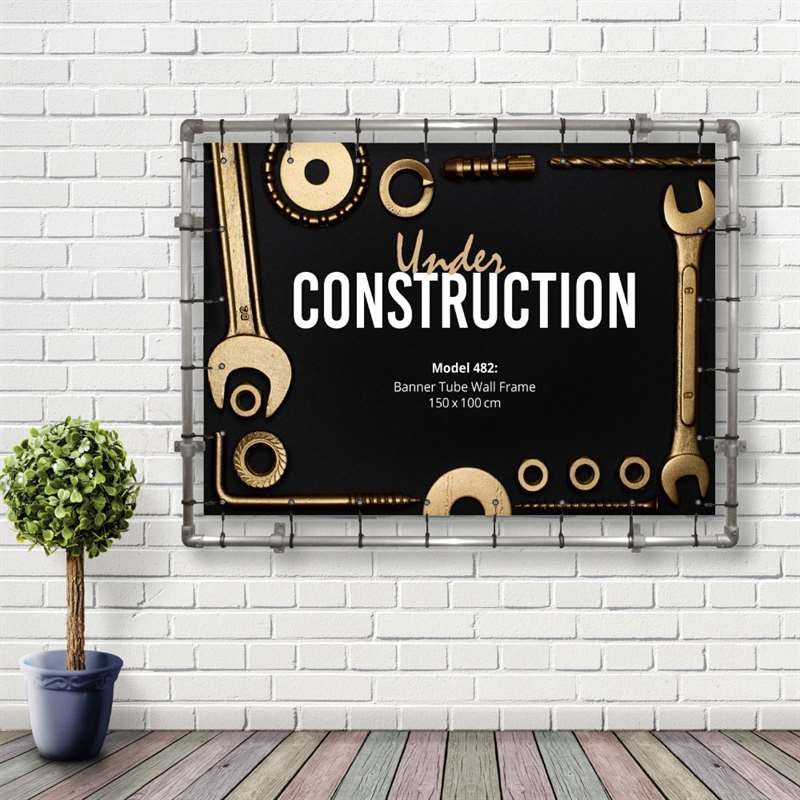 Bannerdisplay, Draußen, Wandmontage, Banner Tube Wall Frame, Aluminiumrohr 0.3 mm Ø 48 mm