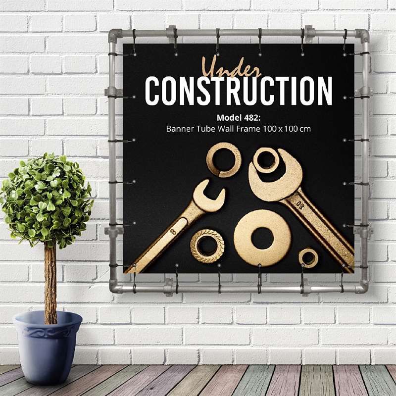 Bannerdisplay, Draußen, Wandmontage, Banner Tube Wall Frame, Aluminiumrohr 0.3 mm Ø 48 mm