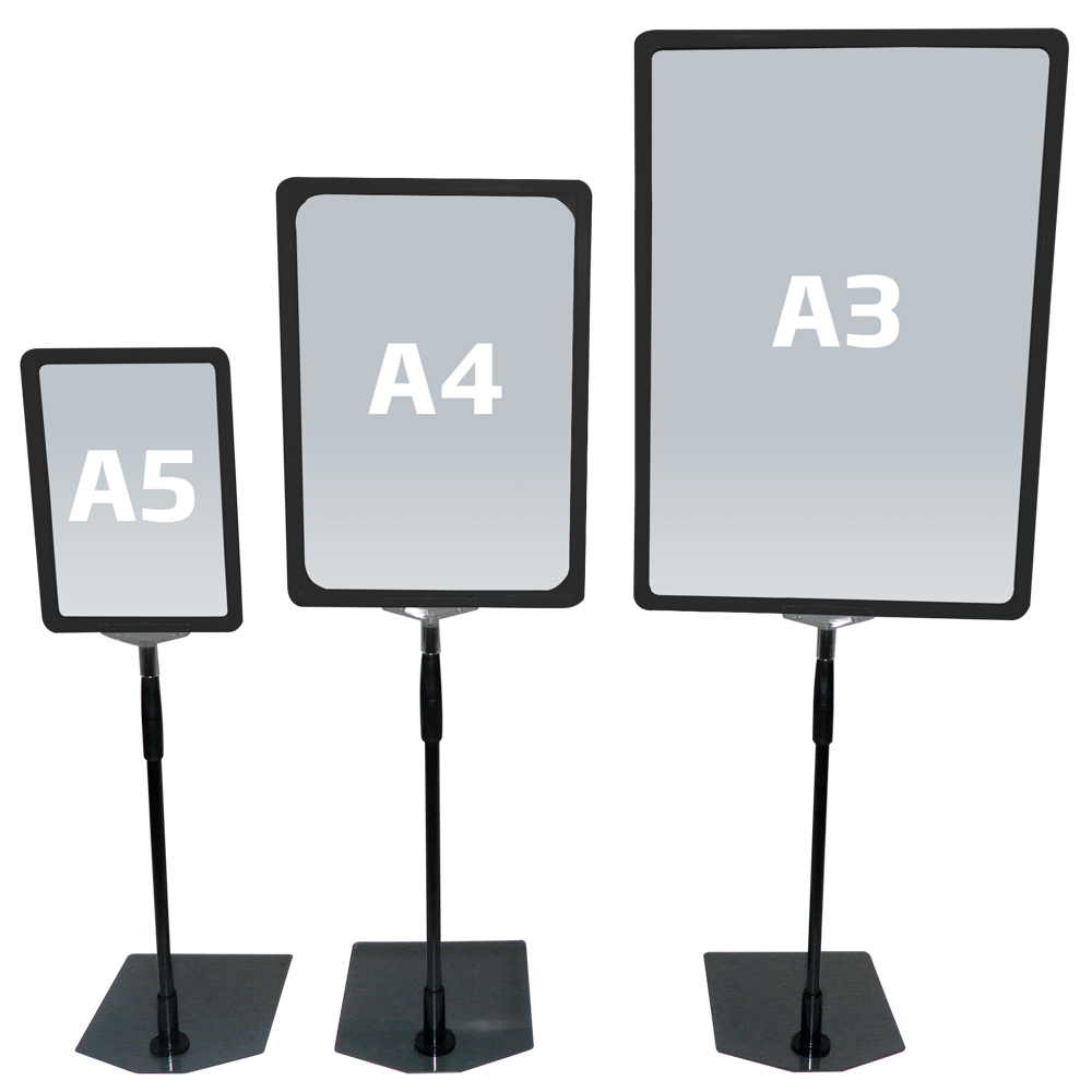 Schilderhalter, Stange und Fuß Aus Metall, Abs Rahmen, Schwarz