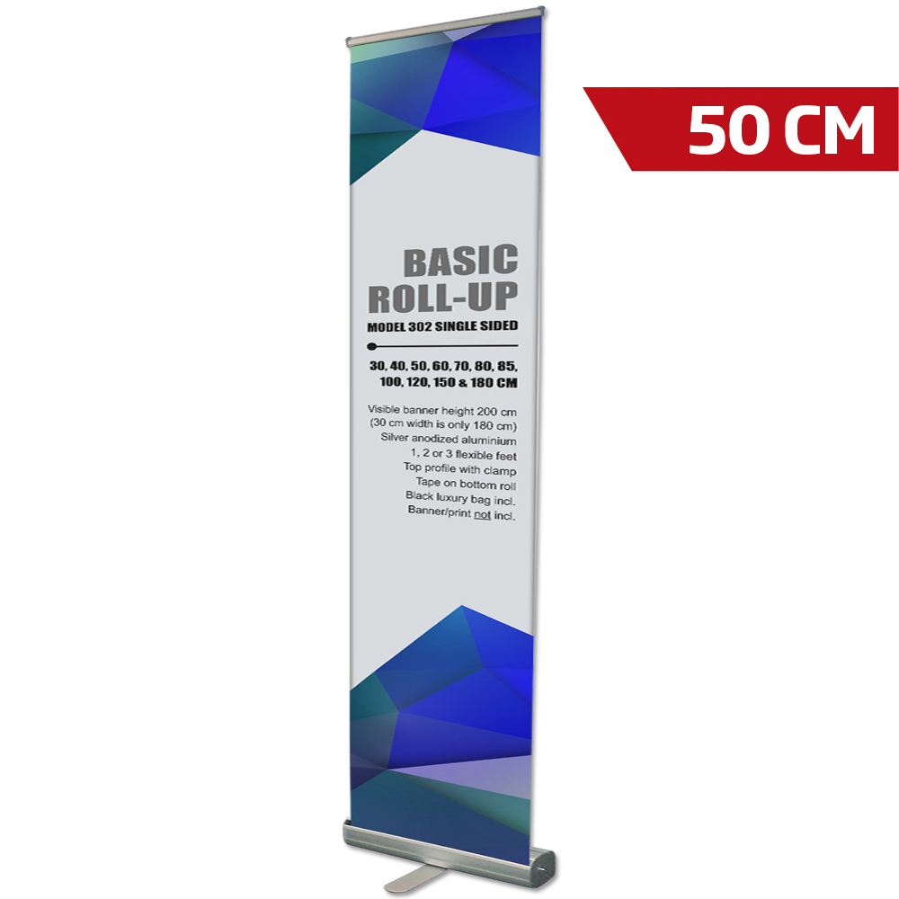 Roll-Up Basic, Basic, Einseitig, Aluminium, Silber